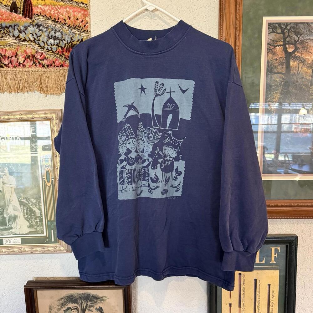 Vintage 90s RARE Gill‎ Bond African Nature Animal Earth Art Shirt Medium